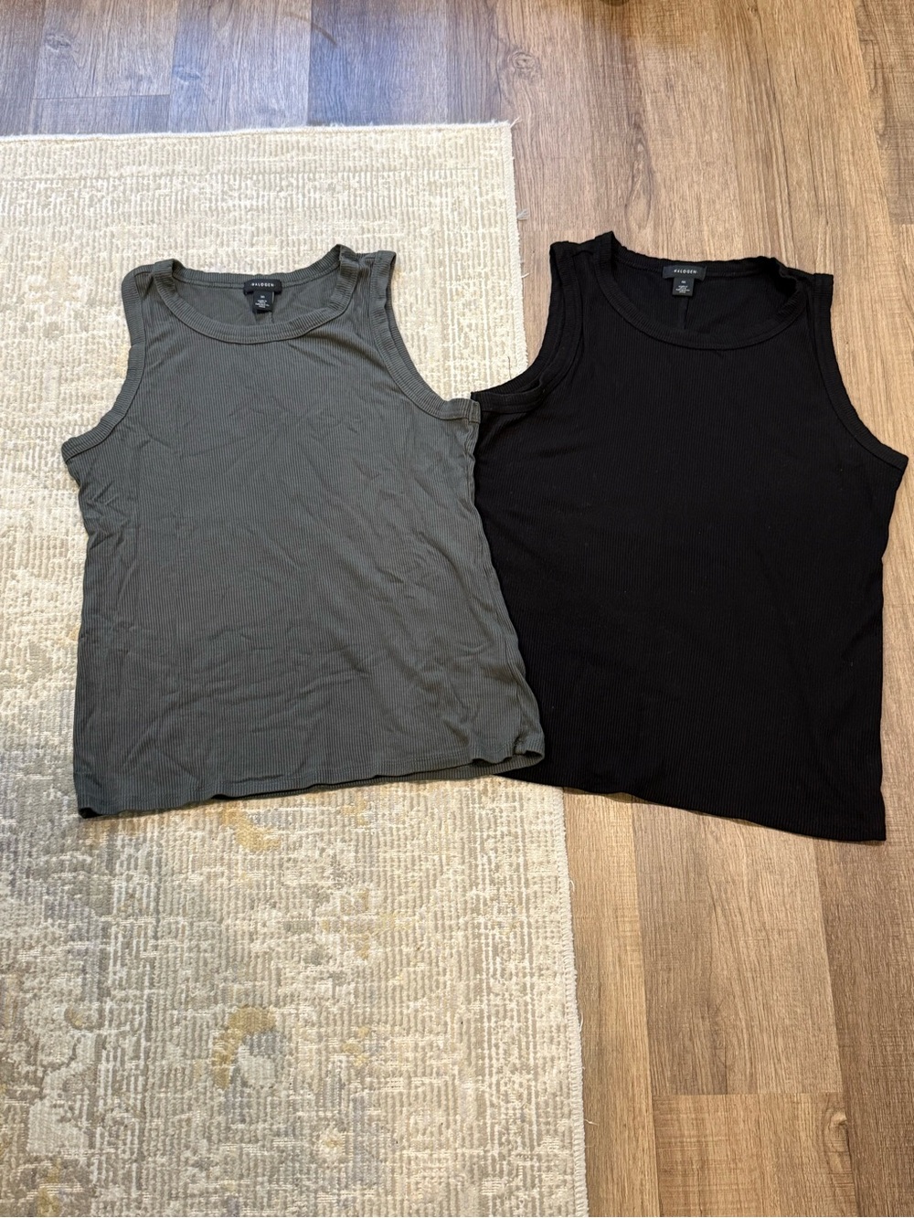 Halogen Ribbed Tank Tops — Black and Olive from Nordstrom